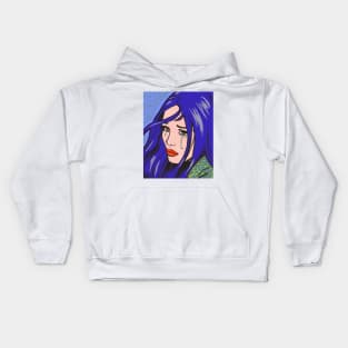 Blue Crying Comic Girl Kids Hoodie